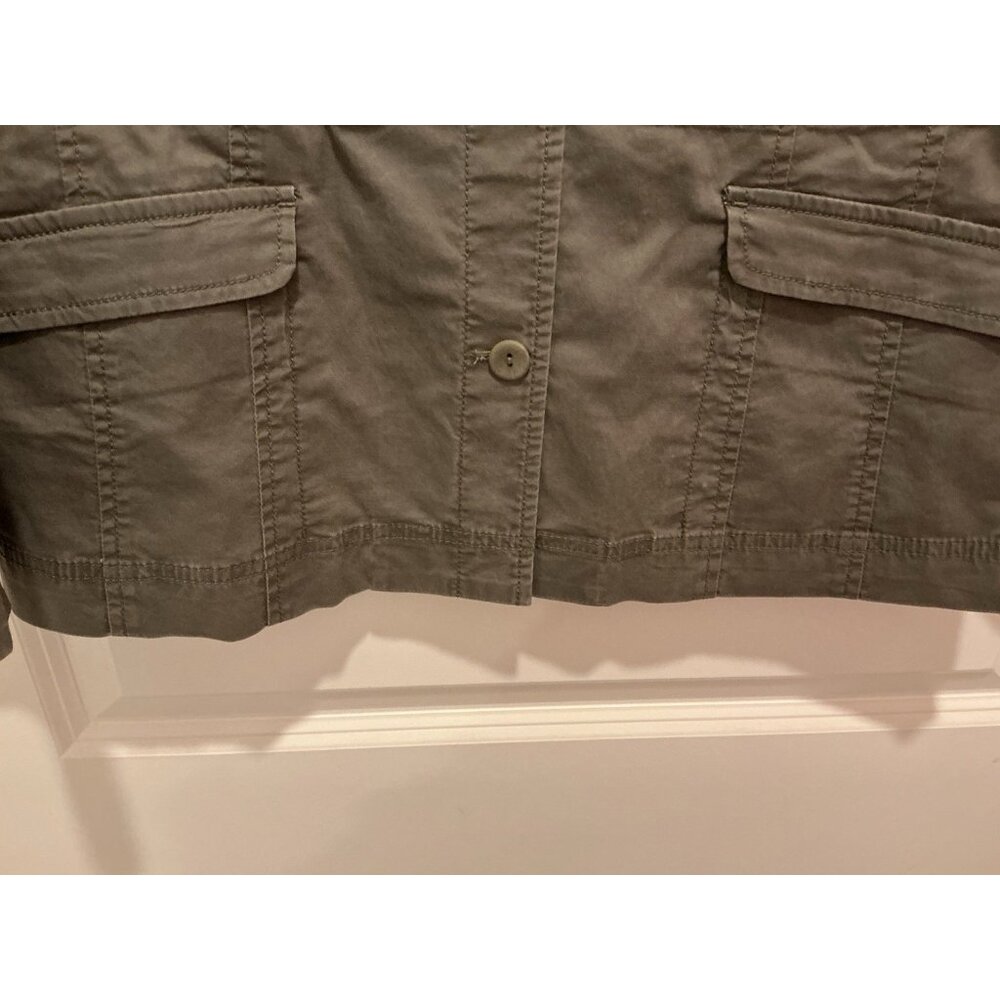 Eileen Fisher Jacket Medium Utility Ruffle Collar Button Up Cinch Waist - Picture 4 of 8